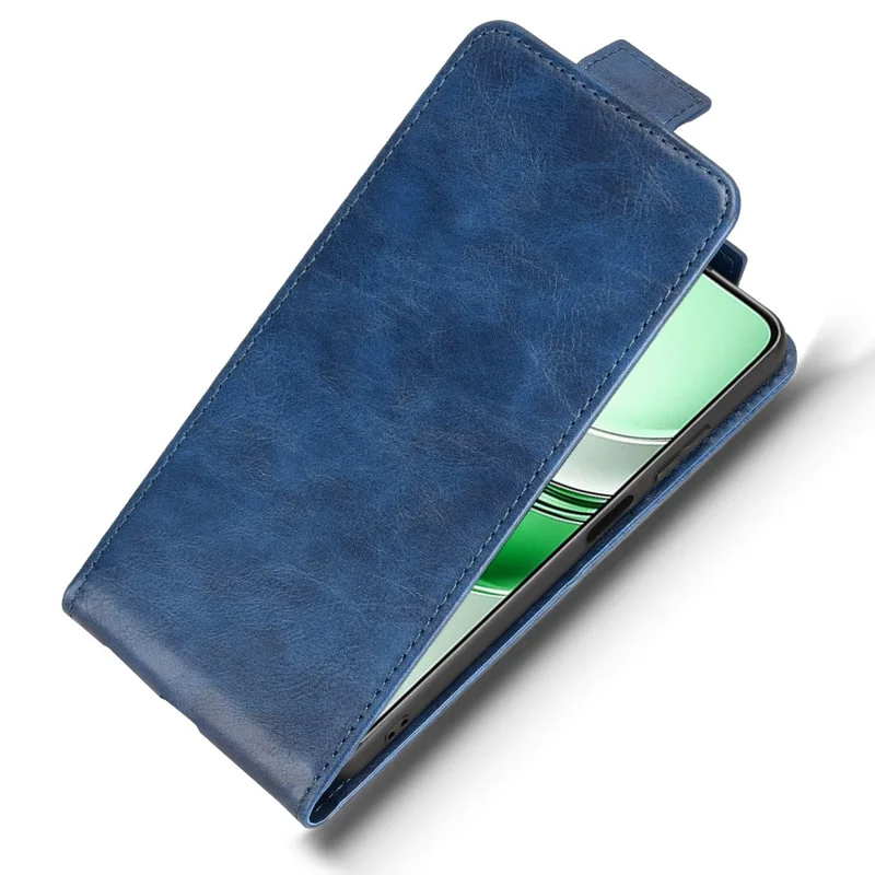 Capa de Couro Flip Vertical com Suporte para Realme 14x 5G / V70s 5G / V70 5G, Fecho Magnético e Porta-cartões - Azul Escuro