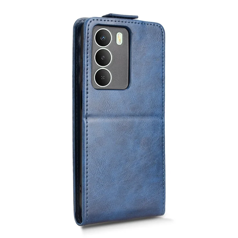 Capa de Couro Flip Vertical com Suporte para Realme 14x 5G / V70s 5G / V70 5G, Fecho Magnético e Porta-cartões - Azul Escuro