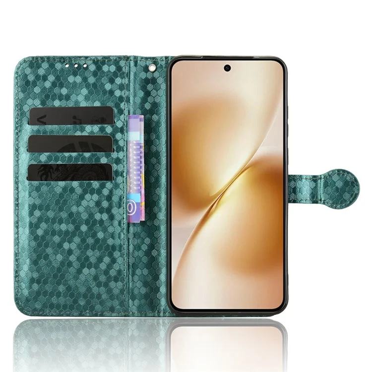 Für vivo X200s 5G Brieftasche Hülle mit Punktmuster Prägung PU-Leder Handyhülle - Grün