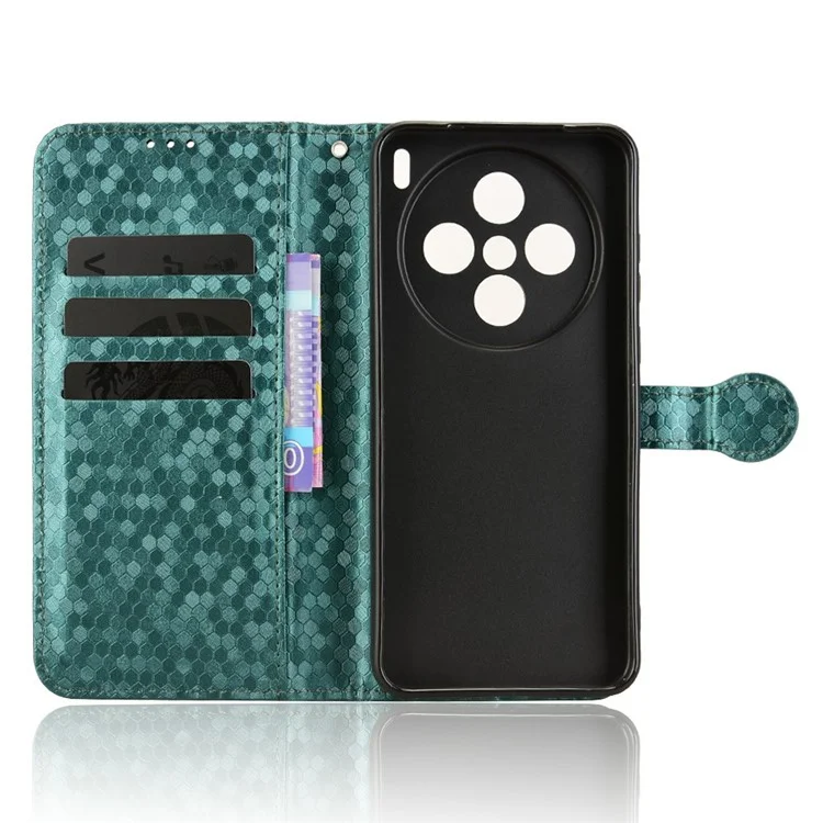 Für vivo X200s 5G Brieftasche Hülle mit Punktmuster Prägung PU-Leder Handyhülle - Grün