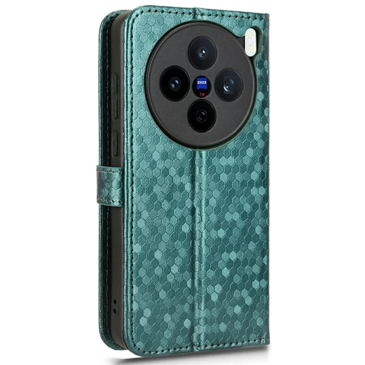 Für vivo X200s 5G Brieftasche Hülle mit Punktmuster Prägung PU-Leder Handyhülle - Grün