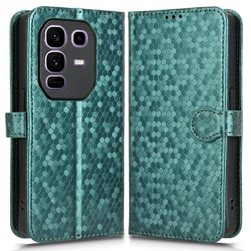 For Infinix Note 50 Pro+ 5G Wallet Case Dot Pattern Imprint PU Leather Phone Cover - Green
