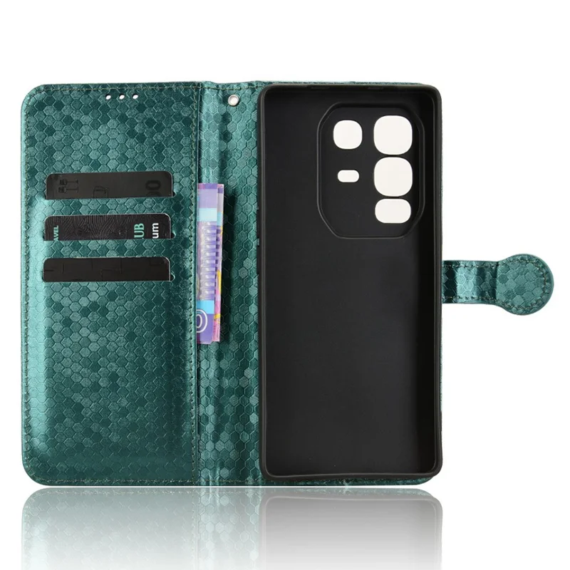 For Infinix Note 50 Pro+ 5G Wallet Case Dot Pattern Imprint PU Leather Phone Cover - Green