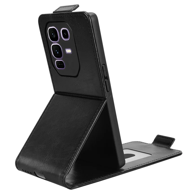 For Infinix Note 50 Pro+ 5G Stand Case Magnetic Clasp Vertical Flip Leather Phone Cover with Card Holder - Black
