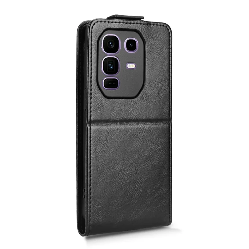 For Infinix Note 50 Pro+ 5G Stand Case Magnetic Clasp Vertical Flip Leather Phone Cover with Card Holder - Black