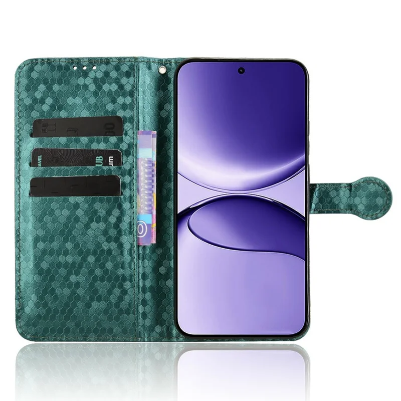 For Xiaomi Poco F7 5G / Redmi Turbo 4 Pro 5G Wallet Case Dot Pattern Imprint PU Leather Phone Cover - Green