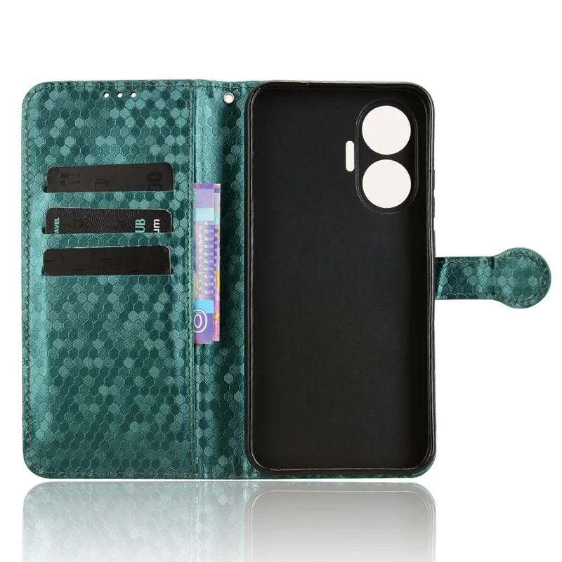 For Xiaomi Poco F7 5G / Redmi Turbo 4 Pro 5G Wallet Case Dot Pattern Imprint PU Leather Phone Cover - Green