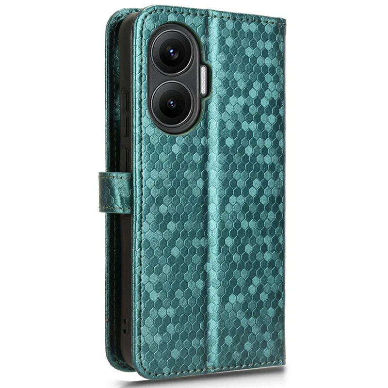 For Xiaomi Poco F7 5G / Redmi Turbo 4 Pro 5G Wallet Case Dot Pattern Imprint PU Leather Phone Cover - Green
