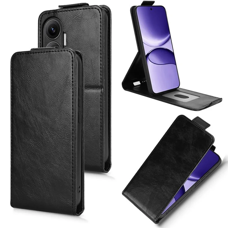 For Xiaomi Redmi Turbo 4 Pro 5G Stand Case Magnetic Clasp Vertical Flip Leather Phone Cover with Card Holder - Black