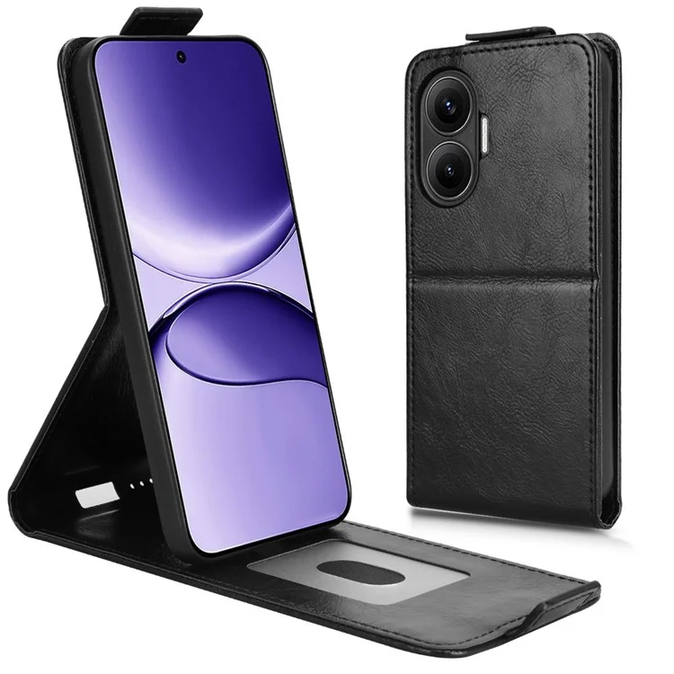 For Xiaomi Redmi Turbo 4 Pro 5G Stand Case Magnetic Clasp Vertical Flip Leather Phone Cover with Card Holder - Black