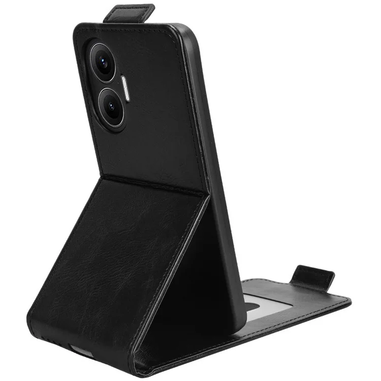 For Xiaomi Redmi Turbo 4 Pro 5G Stand Case Magnetic Clasp Vertical Flip Leather Phone Cover with Card Holder - Black