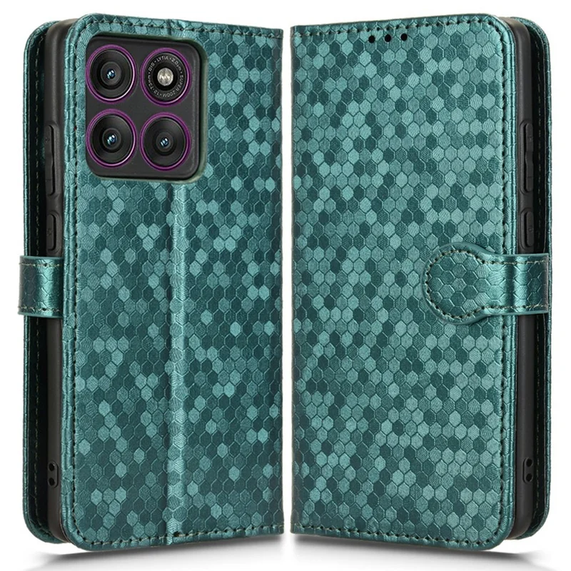 For Motorola Edge 60 Pro 5G Wallet Case Dot Pattern Imprint PU Leather Phone Cover - Green