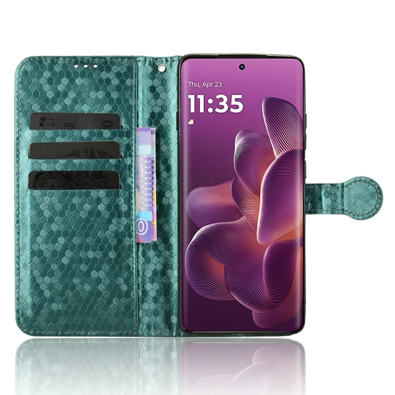 For Motorola Edge 60 Pro 5G Wallet Case Dot Pattern Imprint PU Leather Phone Cover - Green