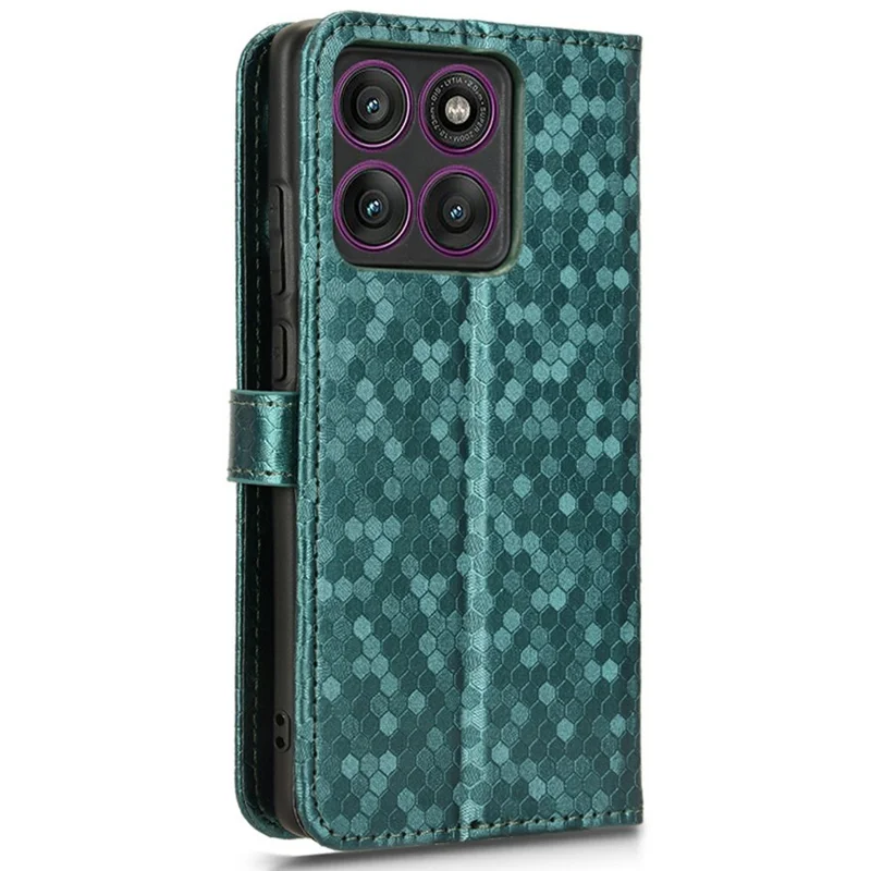For Motorola Edge 60 Pro 5G Wallet Case Dot Pattern Imprint PU Leather Phone Cover - Green