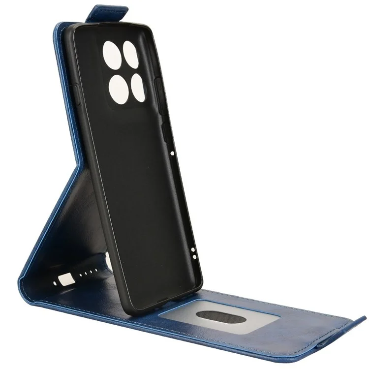 For Motorola Edge 60 Pro 5G Stand Case Magnetic Clasp Vertical Flip Leather Phone Cover with Card Holder - Dark Blue