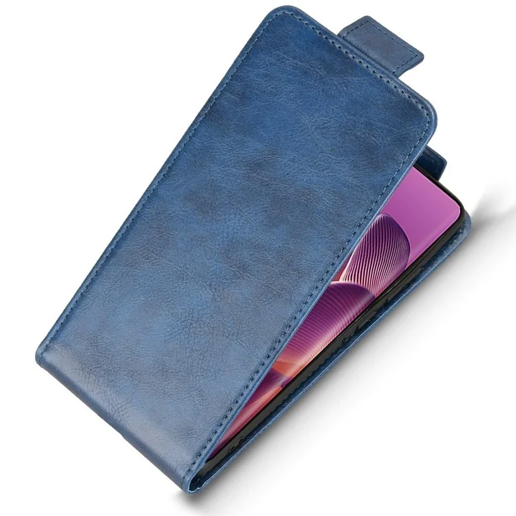 For Motorola Edge 60 Pro 5G Stand Case Magnetic Clasp Vertical Flip Leather Phone Cover with Card Holder - Dark Blue