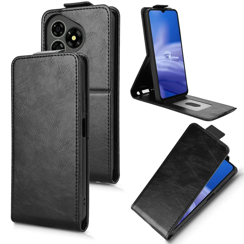 Capa para Ulefone Note 19 com Suporte e Fecho Magnético - Flip Vertical em Couro com Porta-cartões - Preto