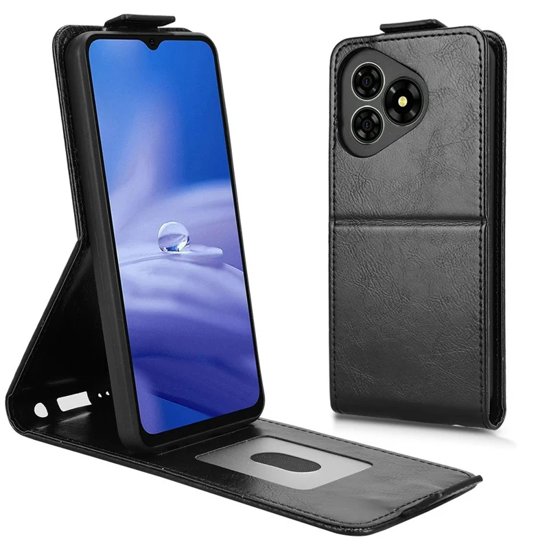 Capa para Ulefone Note 19 com Suporte e Fecho Magnético - Flip Vertical em Couro com Porta-cartões - Preto