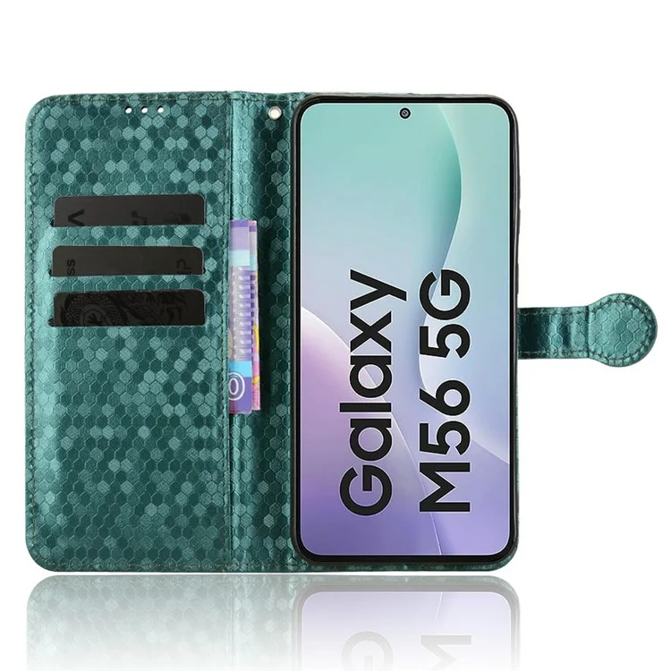 Étui Portefeuille pour Samsung Galaxy M56 5G Motif à Pois en Cuir PU - Vert