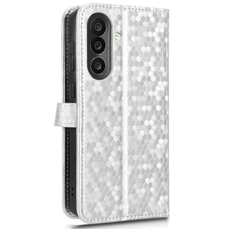 For Samsung Galaxy M56 5G Wallet Case Dot Pattern Imprint PU Leather Phone Cover - Silver