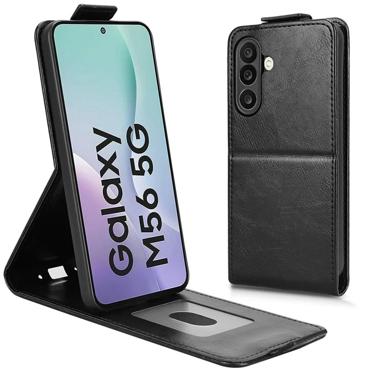 Cover a libro con chiusura magnetica per Samsung Galaxy M56 5G - Custodia in pelle con porta carte, verticale, colore nero