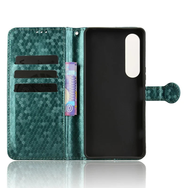 For Sony Xperia 1 VII Wallet Case Dot Pattern Imprint PU Leather Phone Cover - Green