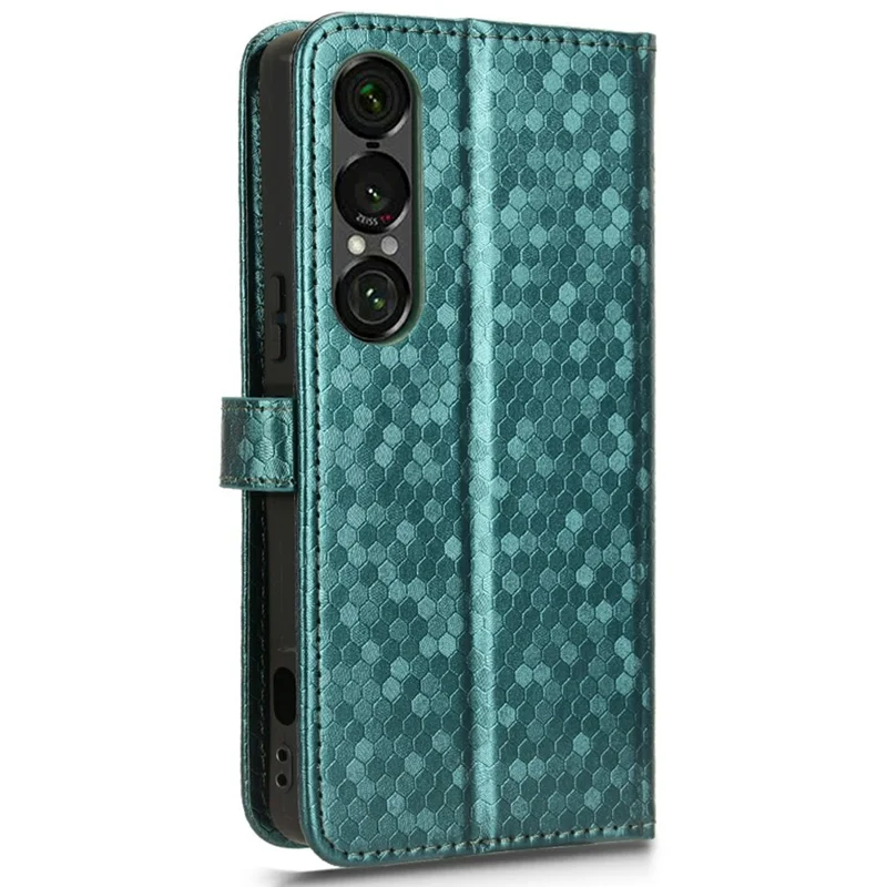For Sony Xperia 1 VII Wallet Case Dot Pattern Imprint PU Leather Phone Cover - Green
