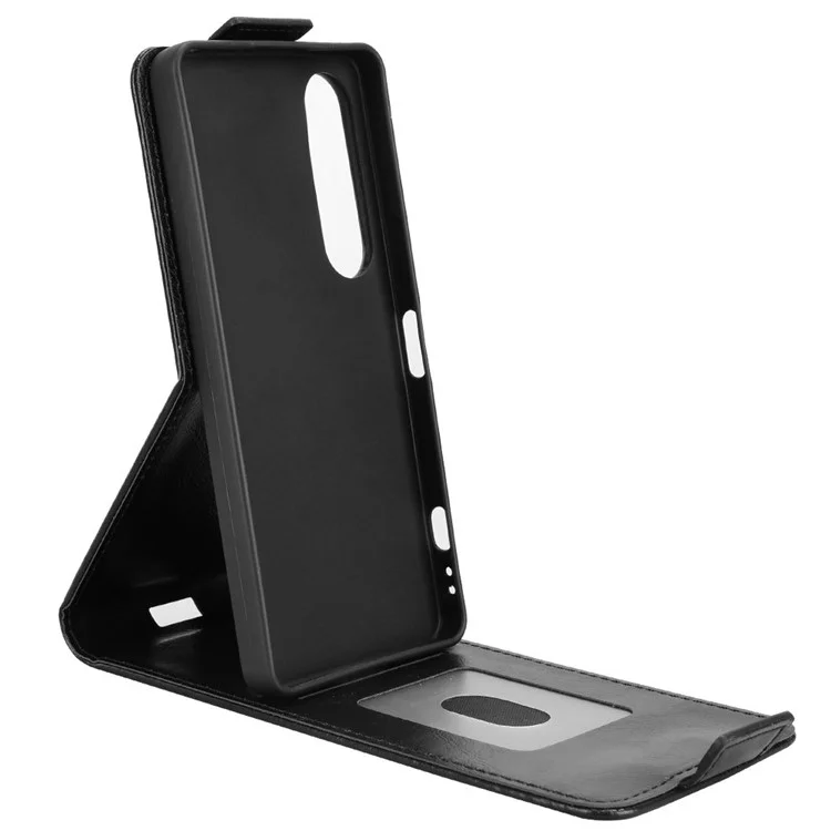 For Sony Xperia 1 VII Stand Case Magnetic Clasp Vertical Flip Leather Phone Cover with Card Holder - Black