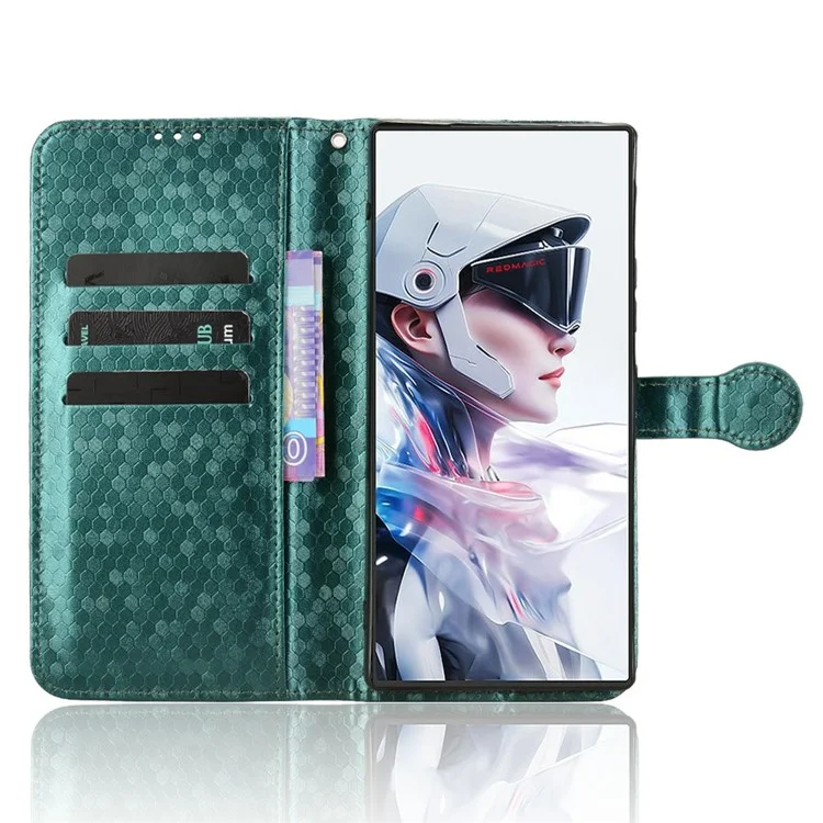 For ZTE nubia Redmagic 10 Air 5G Wallet Case Dot Pattern Imprint PU Leather Phone Cover - Green