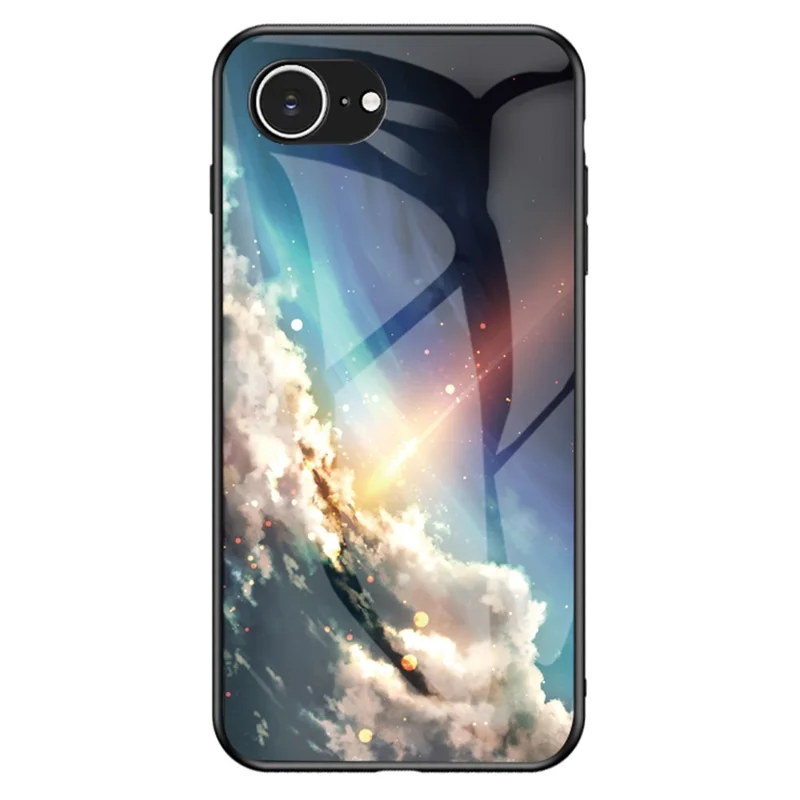 For iPhone 17e / 16e Case Starry Sky Pattern Tempered Glass Phone Cover - Bright Starry Sky