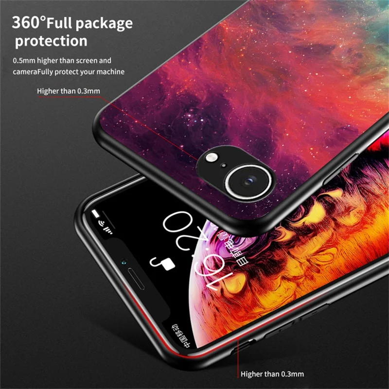 For iPhone 17e / 16e Case Starry Sky Pattern Tempered Glass Phone Cover - Bright Starry Sky