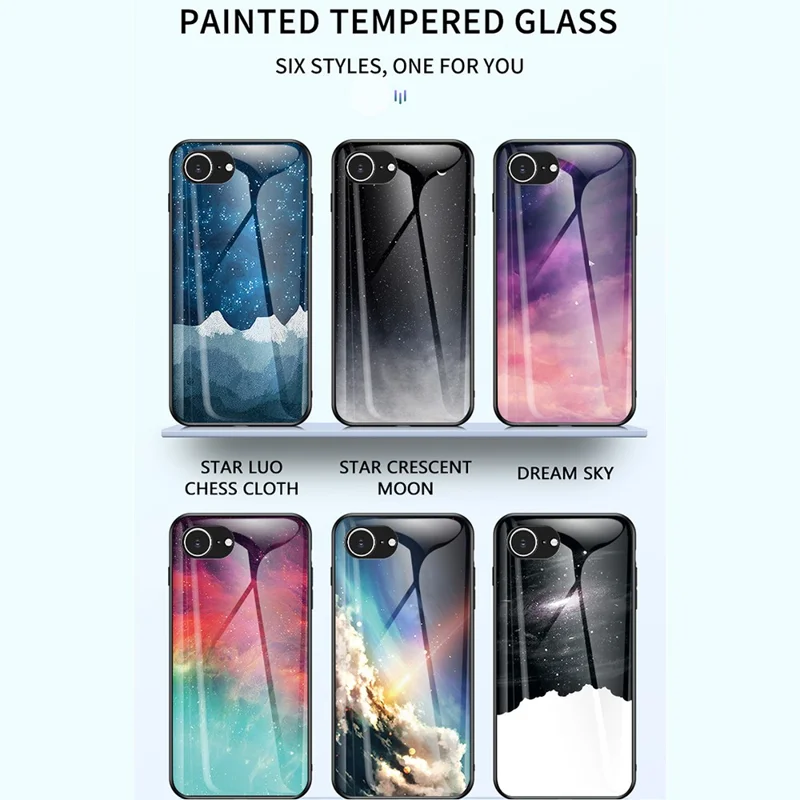 For iPhone 17e / 16e Case Starry Sky Pattern Tempered Glass Phone Cover - Bright Starry Sky