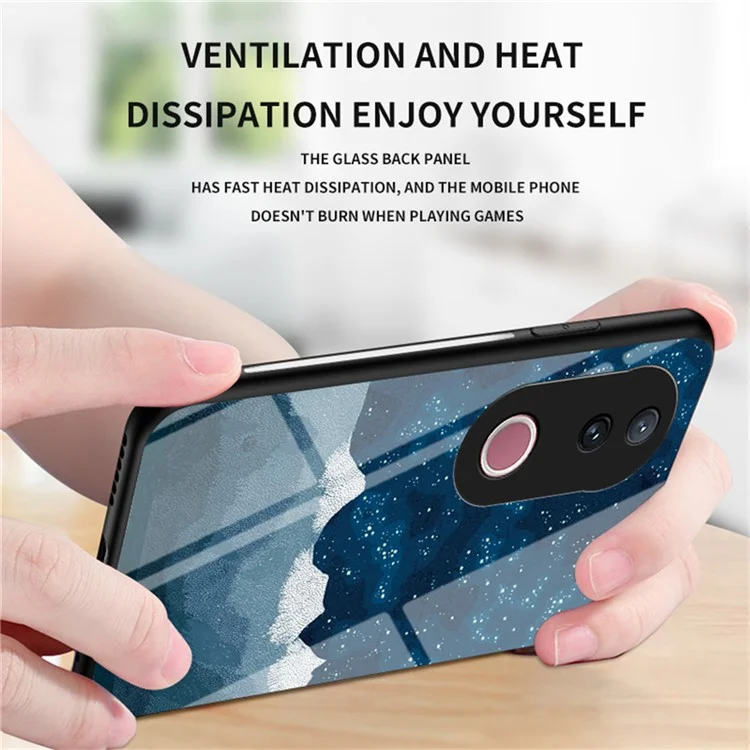 Étui pour vivo V50 5G Motif Ciel Étoilé Verre Trempé Housse de Téléphone - Ciel Cosmique Étoilé
