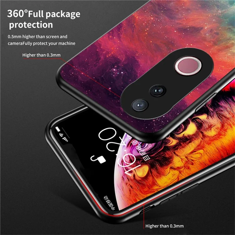 Étui pour vivo V50 5G Motif Ciel Étoilé Verre Trempé Housse de Téléphone - Ciel Cosmique Étoilé