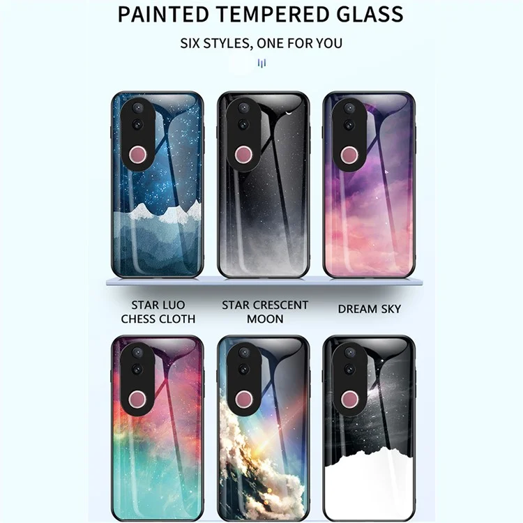Étui pour vivo V50 5G Motif Ciel Étoilé Verre Trempé Housse de Téléphone - Ciel Cosmique Étoilé