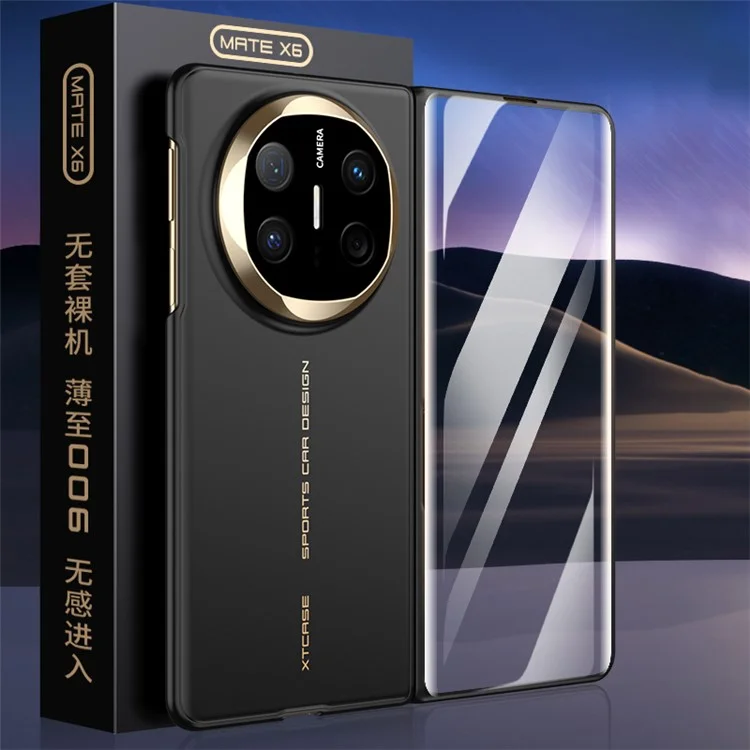 GKK Для Huawei Mate X6 Тонкий Чехол Защитный Чехол для Телефона с Закаленным Стеклом Спереди - Золотой