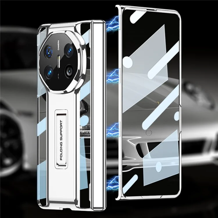 GKK For Huawei Mate X6 Case Magnetic Hinge PC + Tempered Glass Phone Cover with Kickstand - Black