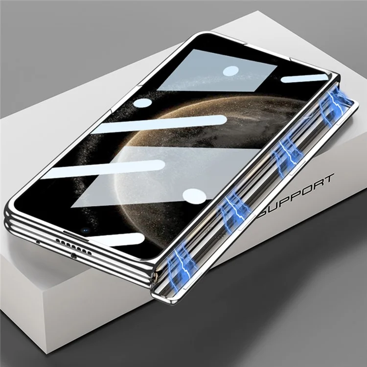 GKK For Huawei Mate X6 Case Magnetic Hinge PC + Tempered Glass Phone Cover with Kickstand - Black