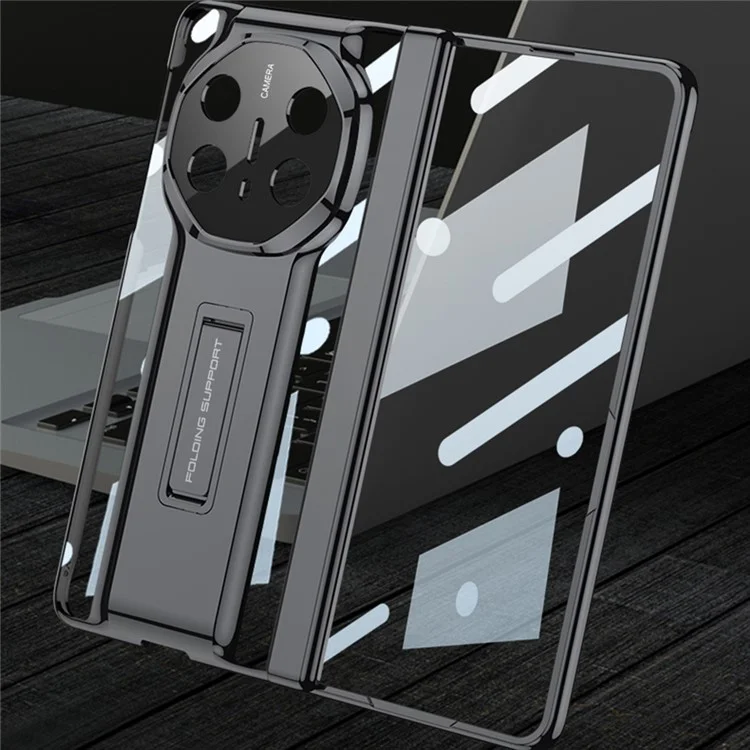 GKK For Huawei Mate X6 Case Magnetic Hinge PC + Tempered Glass Phone Cover with Kickstand - Black