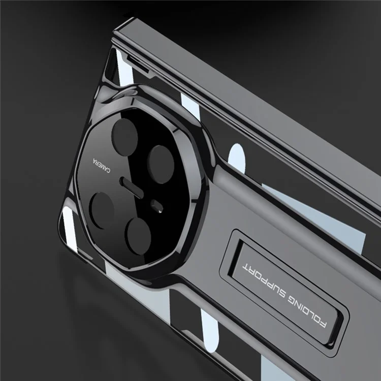 GKK For Huawei Mate X6 Case Magnetic Hinge PC + Tempered Glass Phone Cover with Kickstand - Black