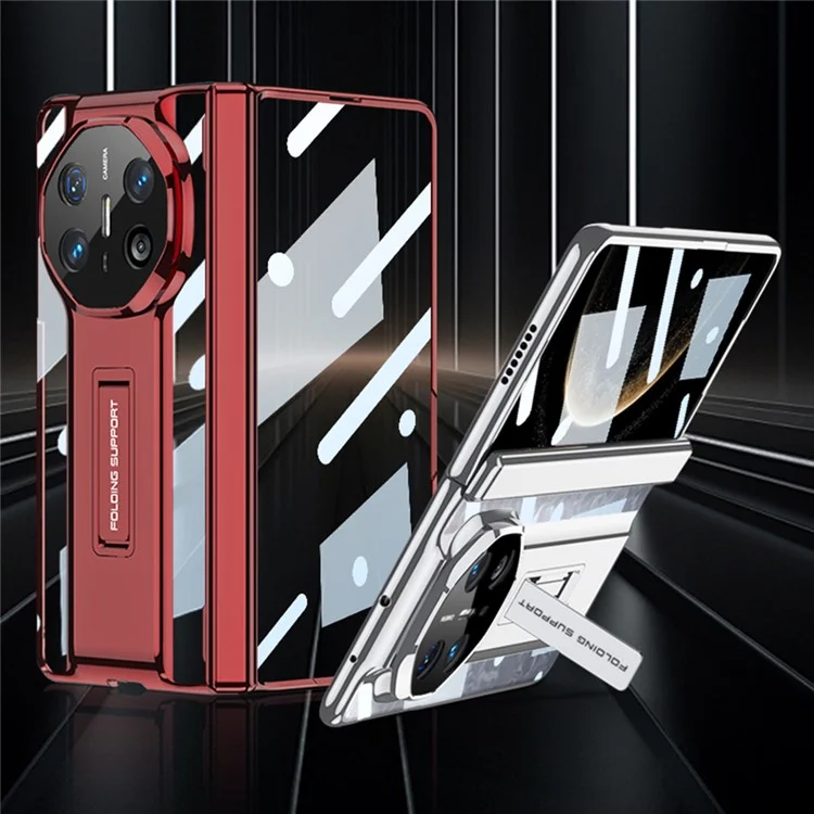 GKK For Huawei Mate X6 Case Magnetic Hinge PC + Tempered Glass Phone Cover with Kickstand - Black