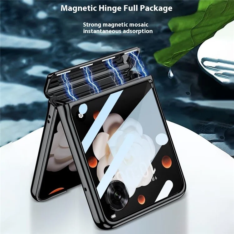 Capa GKK para Honor Magic V Flip 5G Compatível com MagSafe, com Suporte de Apoio Eletroplastificado e Película Integrada - Dourado