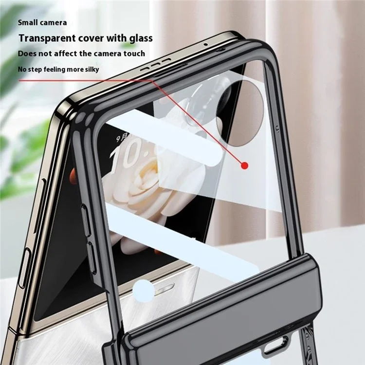 Capa GKK para Honor Magic V Flip 5G Compatível com MagSafe, com Suporte de Apoio Eletroplastificado e Película Integrada - Dourado