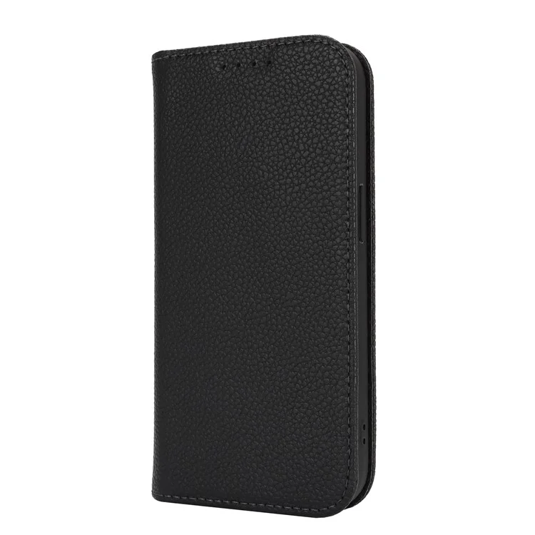 Funda Tipo Libro para iPhone 13 Pro Max / 12 Pro Max con Textura de Cuero Tipo Litchi, Tapa Abatible con Correa / Cartera - Negro