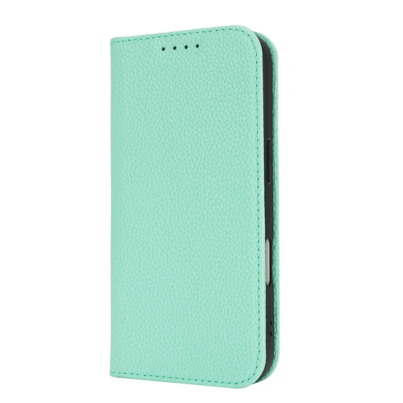 Stand Case for iPhone 16 Pro Max Litchi Texture Leather Flip Phone Cover with Strap  /  Wallet - Mint Green