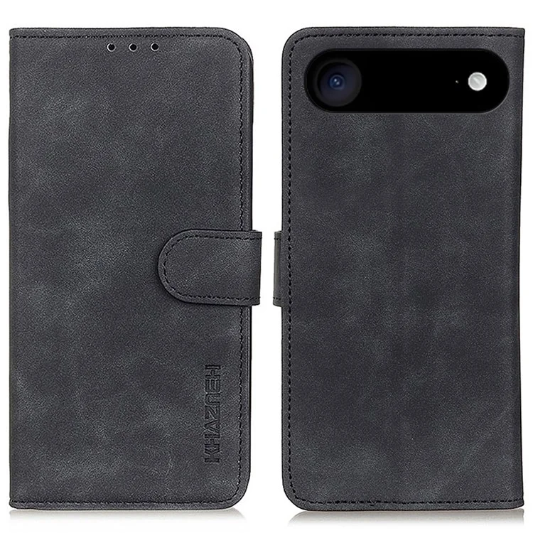 KHAZNEH Schutzhülle für iPhone 17 Luft PU-Leder Retro-Textur Handyhülle - Schwarz