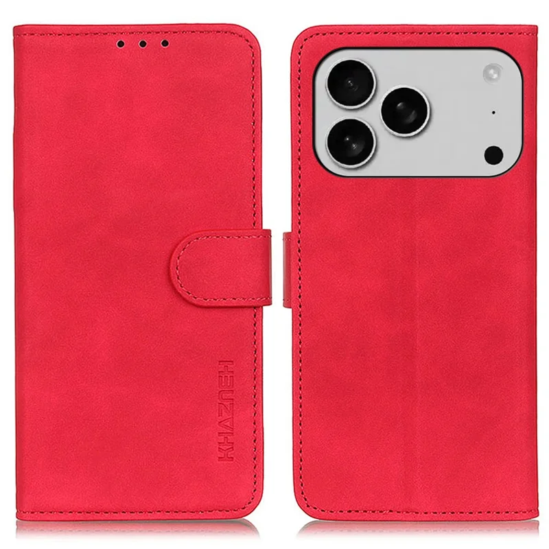KHAZNEH per iPhone 17 Pro Cover in Pelle PU con Texture Retrò - Rosso