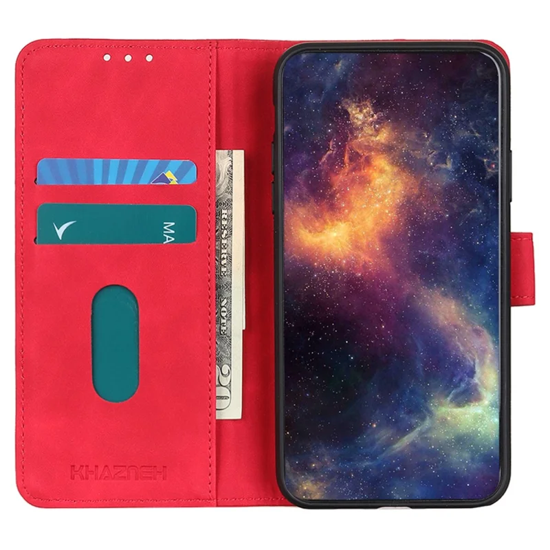 KHAZNEH per iPhone 17 Pro Cover in Pelle PU con Texture Retrò - Rosso