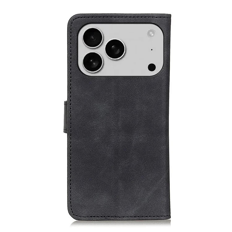 KHAZNEH Handyhülle für iPhone 17 Pro Max aus PU-Leder im Retro-Design - Schwarz