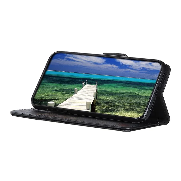 KHAZNEH Für iPhone 17 Brieftasche Hülle Rindsleder Textur Leder Flip Handyhülle - Schwarz
